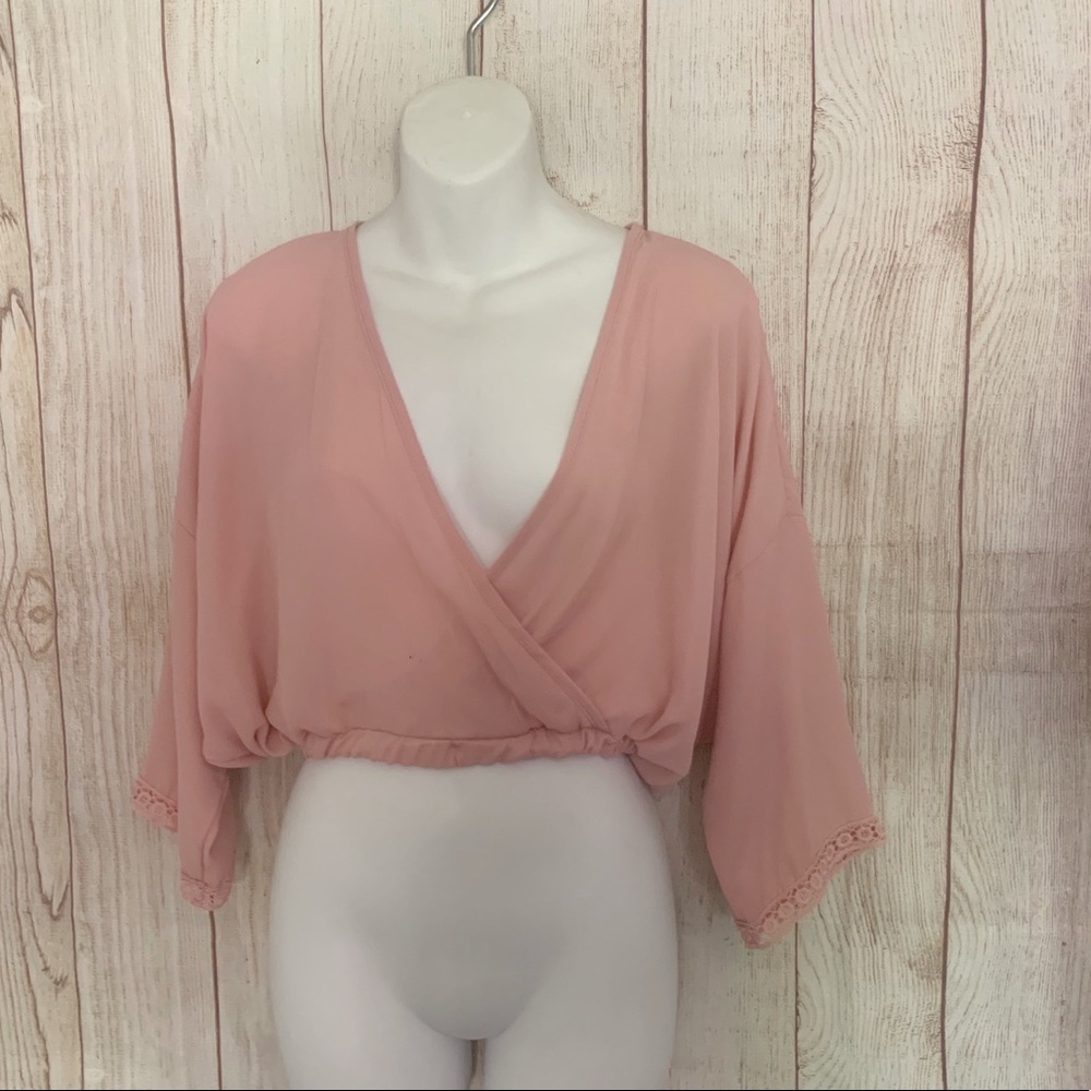 Pink Charlotte Russe Sheer Crop Top